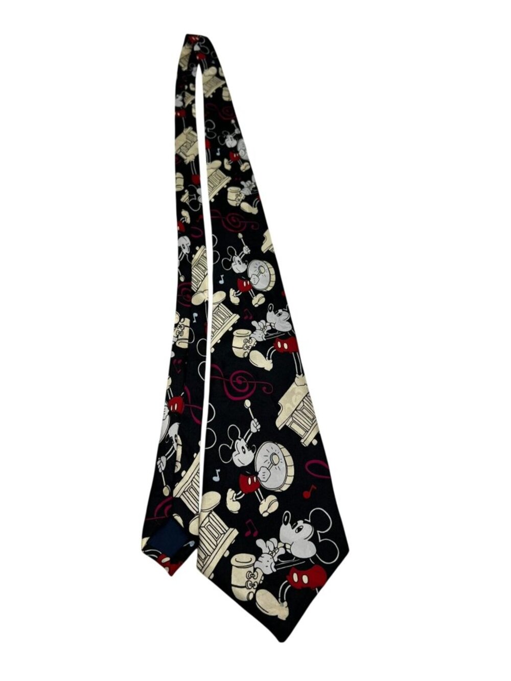 Vintage Empire High Fashion Marching Band Mickey Mouse Musical Silk Tie Black